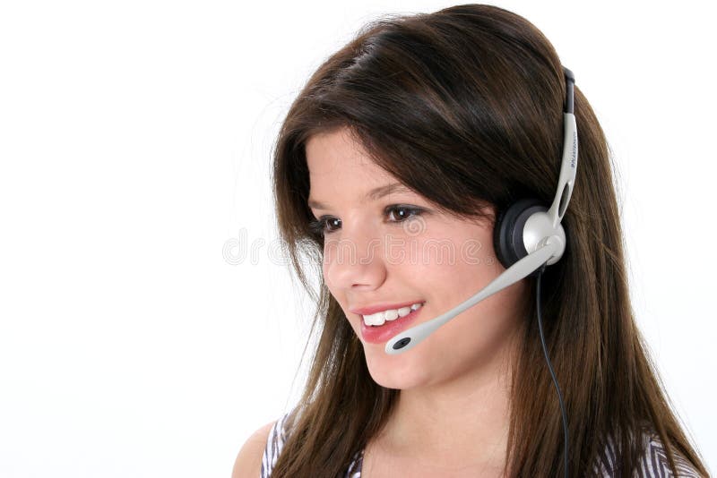 Beautiful Teen Girl With Headset Over White