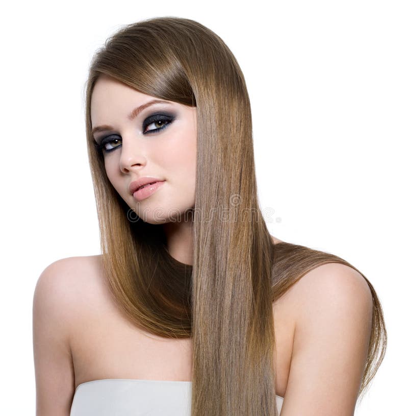 Beautiful Teen Girl With Long Straight Hair Stock Photo