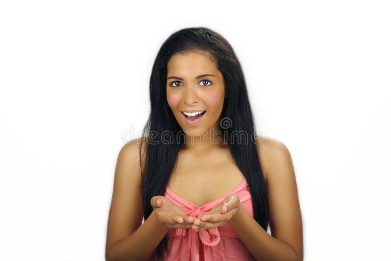 Beautiful Teen Latina With Cupped Hands Royalty Free Stock Images Image 17391939