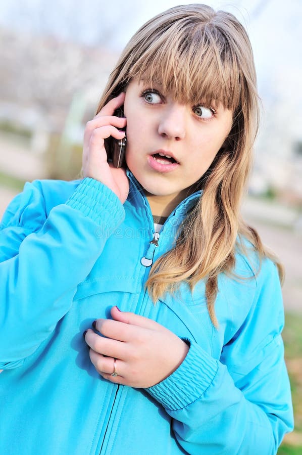 Beautiful Teenager Girl Talking by Cellular Phone Stock Image - Image ...