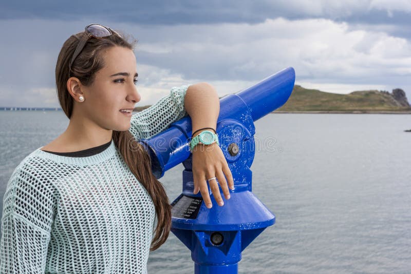 Beautiful teenager at the harbour stock photography Beautiful teenager at the harbour stock photography