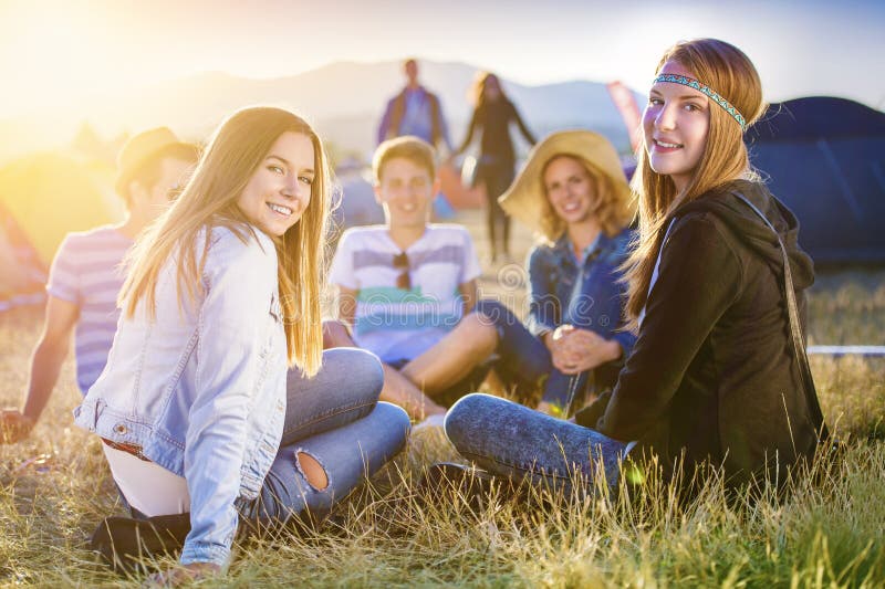 Beautiful teens at summer festival