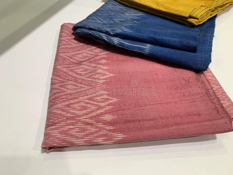 Beautiful Thai silk fabric, Unique costume, pink and blue color design