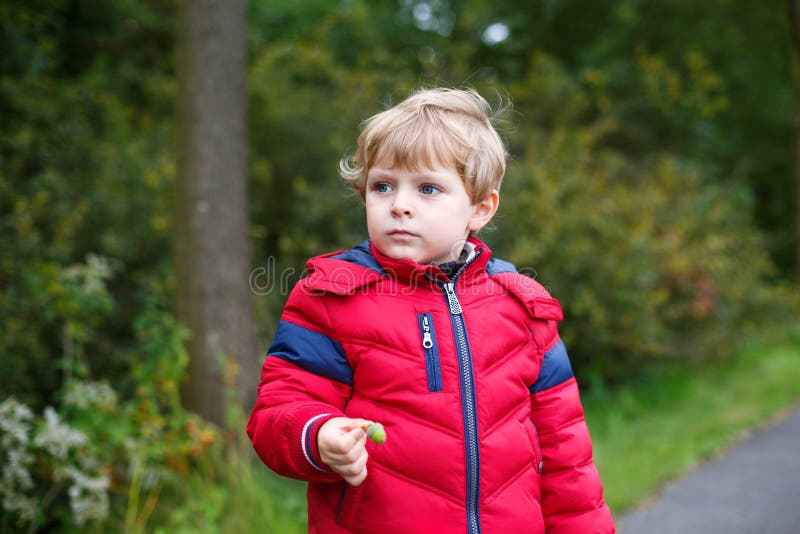 Beautiful Toddler Boy in Red Clothes Stock Image Image of cold