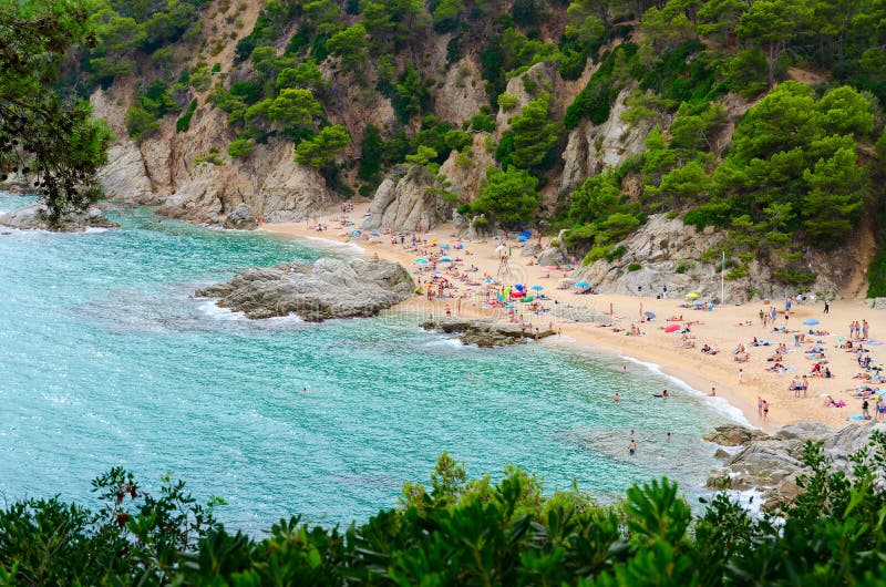 Beautiful Top View of Sa Boadella Beach in Lloret De Mar, Costa Brava ...