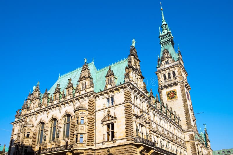 Hamburg Town Hall editorial stock image. Image of michel 30319799
