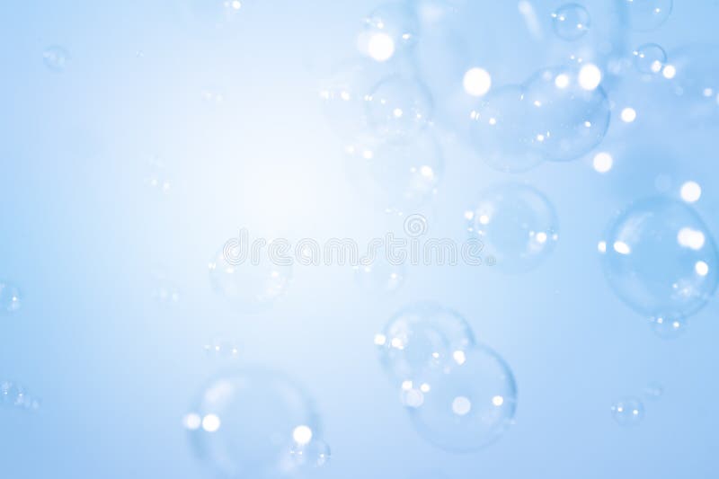 Beautiful Transparent Blue Soap Bubbles. Blurred Abstract White ...