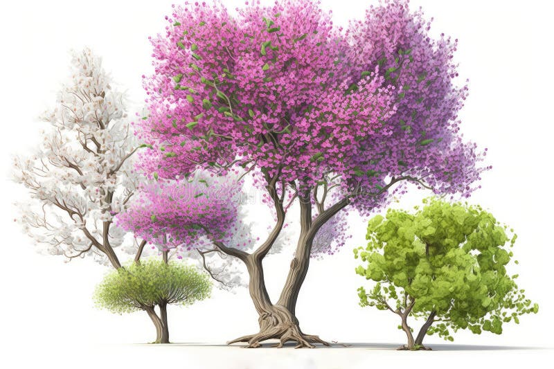 Beautiful Trees in Bloom Spring Season, Popular Blooming Trees Stock ...