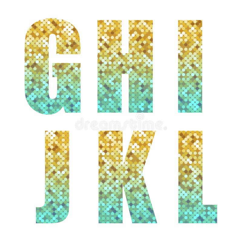 Beautiful trendy glitter alphabet letters with silver to gold ombre stock illustration Beautiful trendy glitter alphabet letters with silver to gold ombre stock illustration