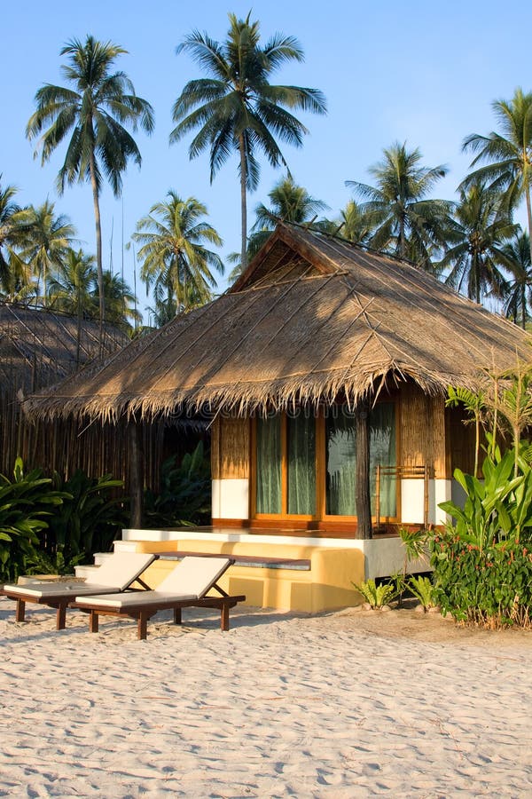 Beautiful Tropical Beach Bungalow Stock Photo - Image of nobody, lounge