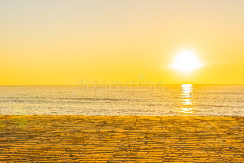 Beautiful Tropical Beach Sea Ocean with Sunset or Sunrise for Travel ...