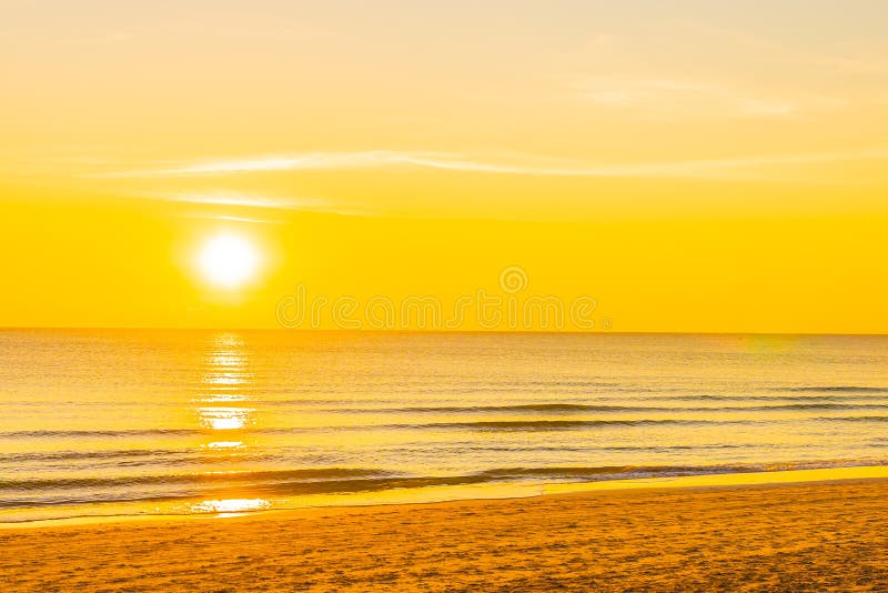 Beautiful Tropical Nature Beach Sea Ocean at Sunset or Sunrise Stock ...