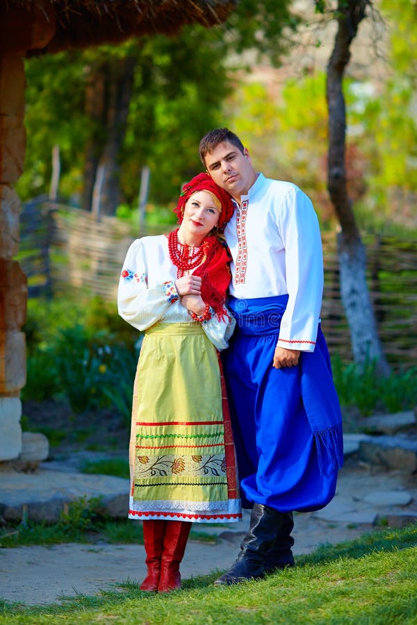 Beautiful Ukrainian Couple Dressed in Traditional Costumes Stock Image ...