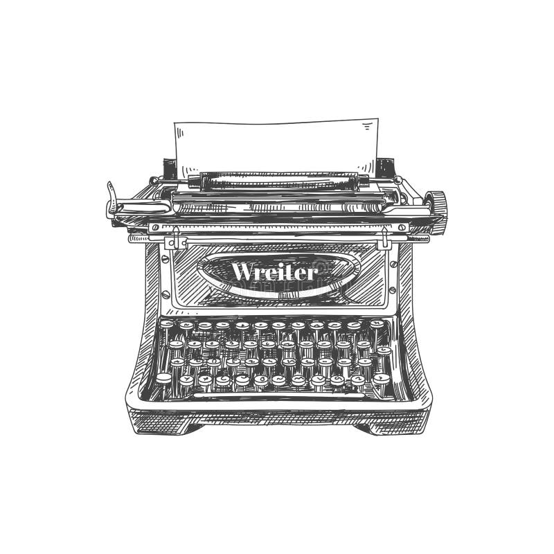 Retro Manual Typewriter Sketch Illustration Stock Vector Royalty Free  1745170376  Shutterstock
