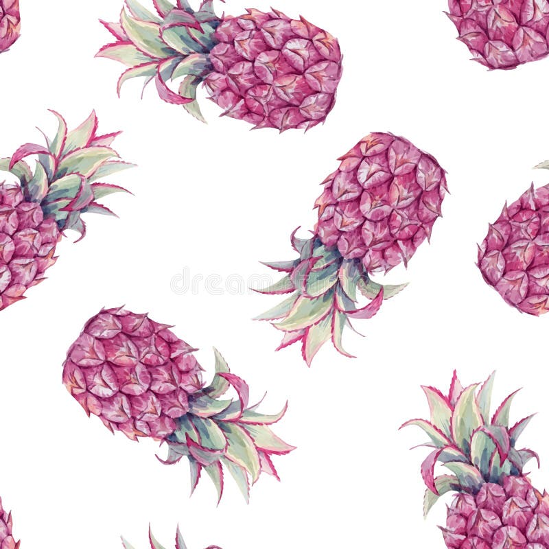 Download Beautiful Vector Seamless Pattern With Watercolor Pineapple. Stock Illustration. Stock Vector ...