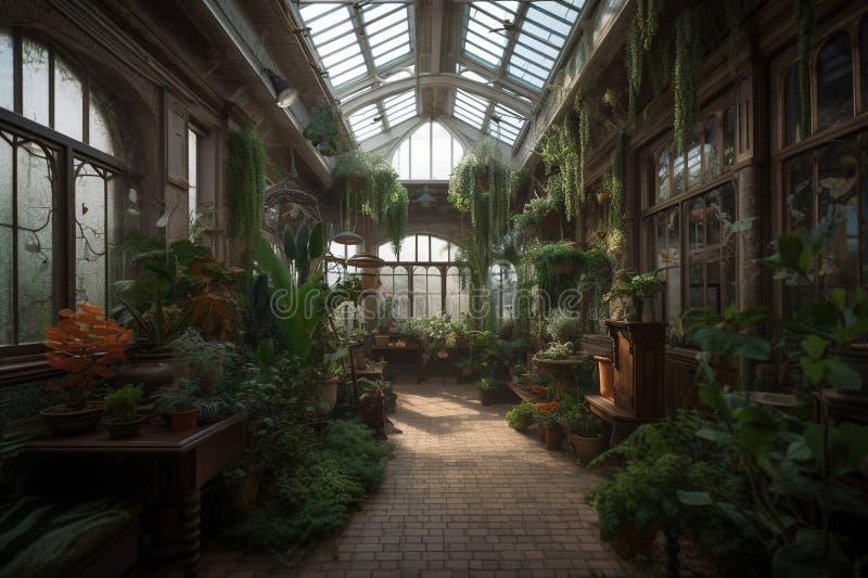 A Beautiful and Versatile Greenhouse Full of Plants. Generative AI