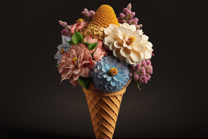 Cute Ice Cream Cone Shape Flower Bouquet  Elegant Floral Supply – Elegant  Supply