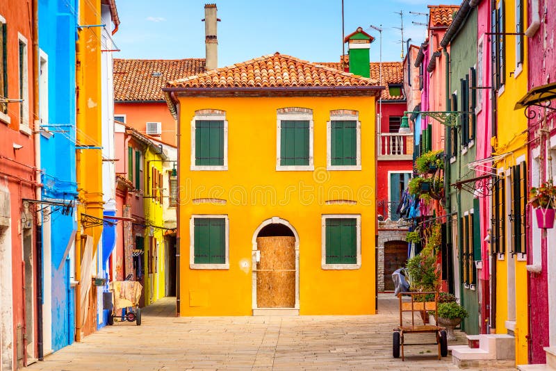 Beautiful vibrant colorful houses in Burano, near Venice in Italy stock images Beautiful vibrant colorful houses in Burano, near Venice in Italy stock images