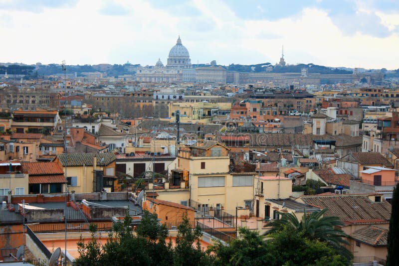 Beautiful Vibrant image Panorama of Rome and St. Peter`s Basilic royalty free stock image Beautiful Vibrant image Panorama of Rome and St. Peter`s Basilic royalty free stock image