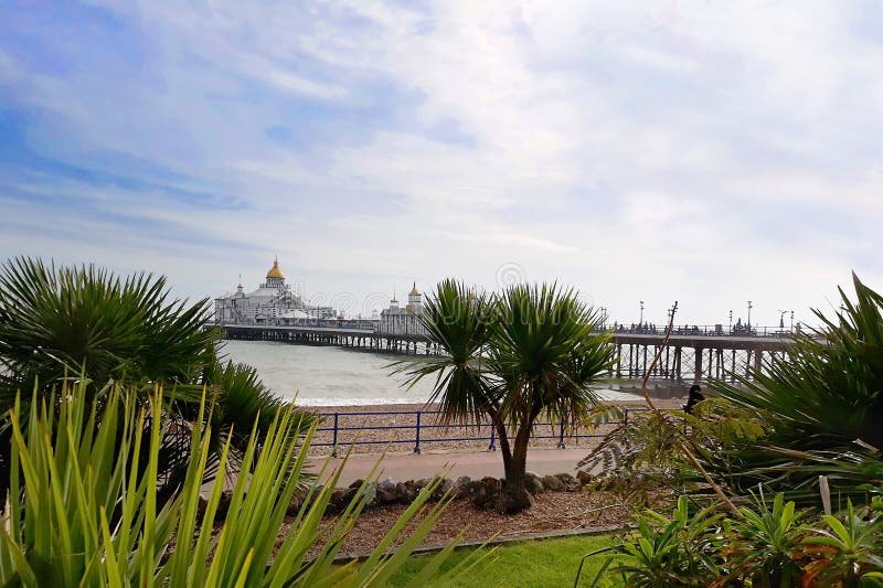 Beautiful Victorian pier seen from garden. stock images Beautiful Victorian pier seen from garden. stock images