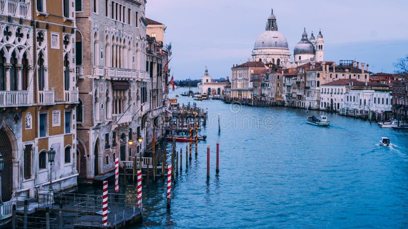 Beautiful view on Basilica di Santa Maria della Salute in golden evening light at sunset in Venice, Italy royalty free stock photo Beautiful view on Basilica di Santa Maria della Salute in golden evening light at sunset in Venice, Italy royalty free stock photo