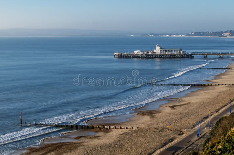Beautiful view of Bournemouth pier and coastline, England, United Kingdom royalty free stock image Beautiful view of Bournemouth pier and coastline, England, United Kingdom royalty free stock image