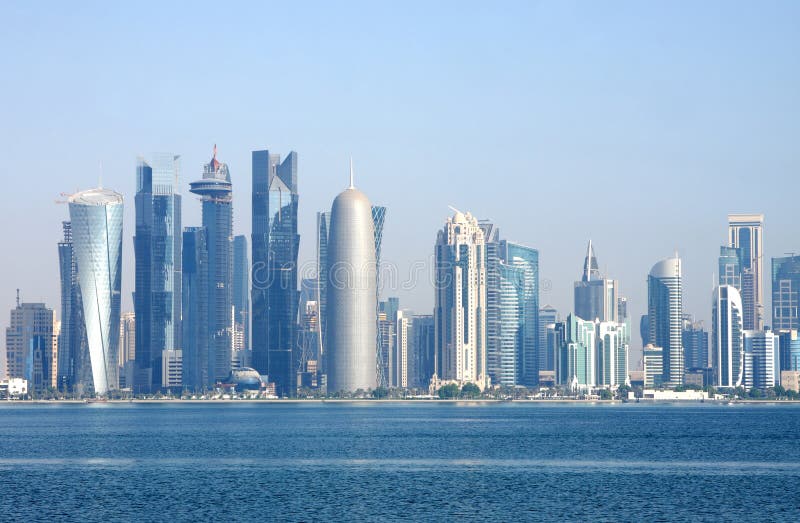 Beautiful View of Doha Skyline, Qatar Stock Photo Image of corniche