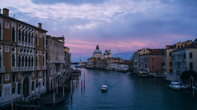 Beautiful view on Basilica di Santa Maria della Salute in golden evening light at sunset in Venice, Italy stock photos Beautiful view on Basilica di Santa Maria della Salute in golden evening light at sunset in Venice, Italy stock photos