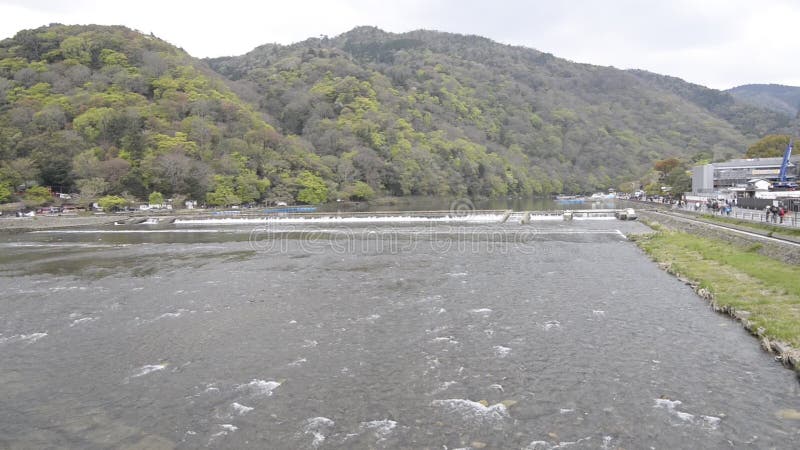 Beautiful view of the Katsura River and Arashiyama Hills, Kyoto, Japan