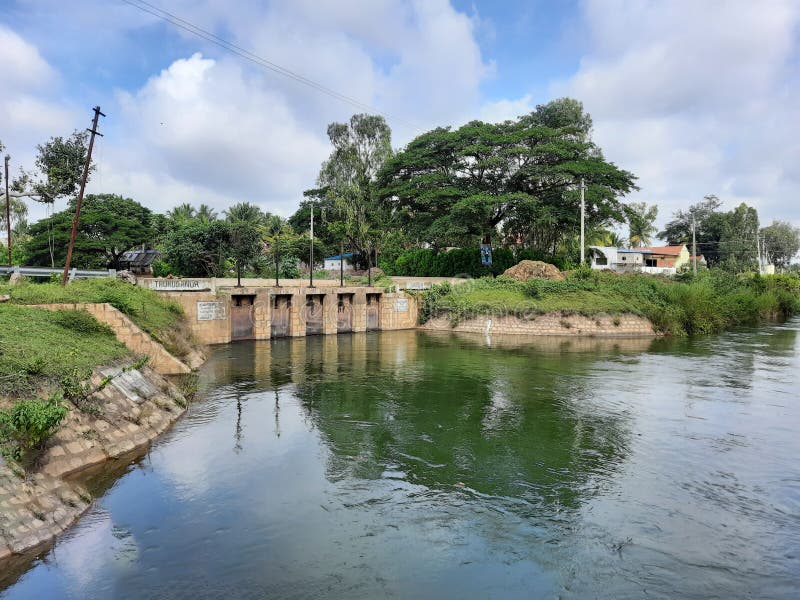 Beautiful View of Kaveri River Distributing To Different Villages through  Small Dam Opening a Gate Near Village Thuruganur Stock Photo - Image of  mandya, basic: 229884900