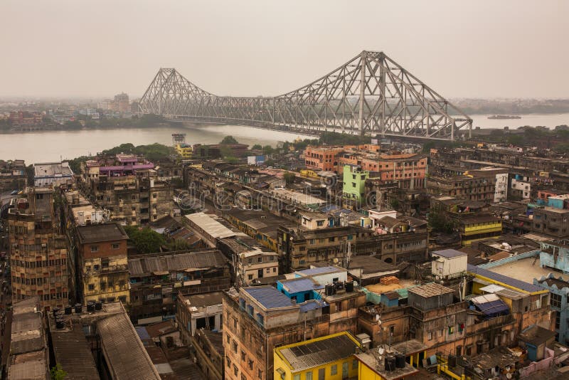 Beautiful View of Kolkata City with a Howrah Bridge Stock Photo - Image of  historic, bridge: 128517282