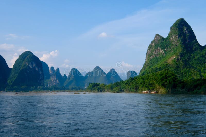 Beautiful view of Lijiang  Li river  in Guilin City Guangxi China