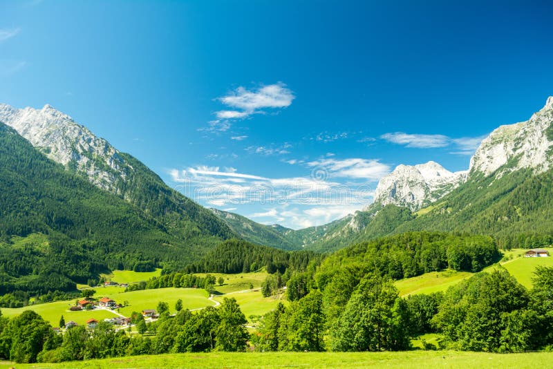 Beautiful view of nature and mountains near Konigssee lake, Bavaria, Germany royalty free stock images
