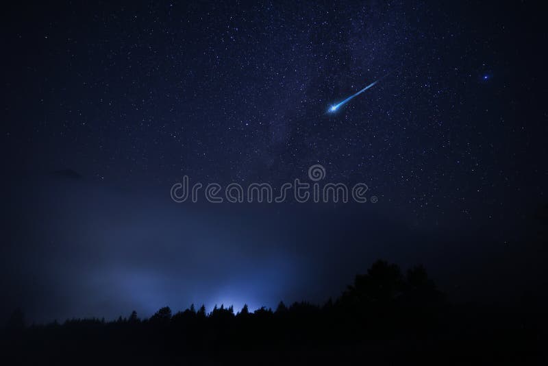 Beautiful View of Shooting Star in Sky Stock Image Image of midnight