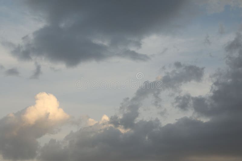 Beautiful view of sky with fluffy clouds stock photo