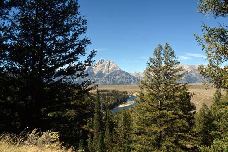 Beautiful View of the Snake River in the Jackson Hole Valley in the