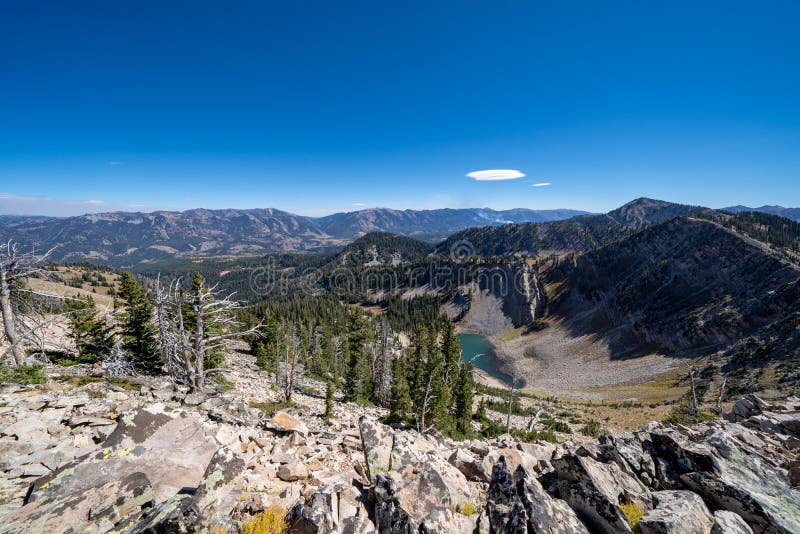 Beautiful view from the summit of mountains in the Bridger Teton National Forest