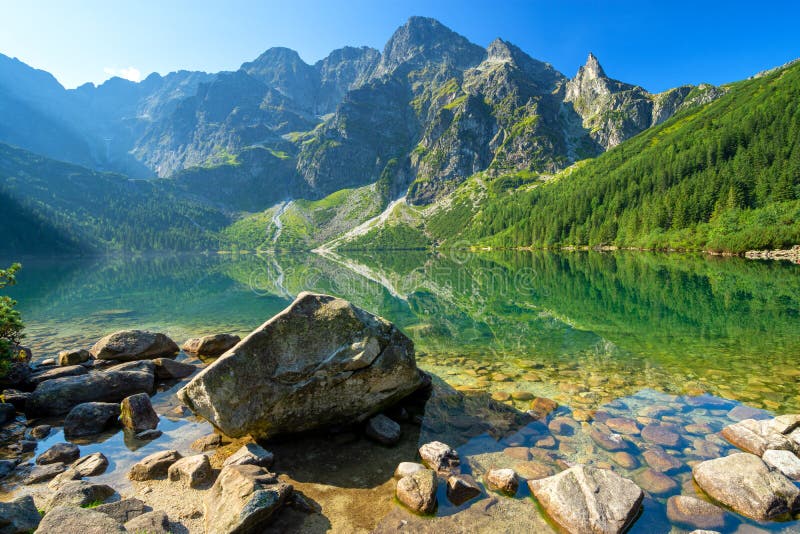 Morskie Oko Lake in Polish Tatra Mountains, Poland Stock Photo - Image ...