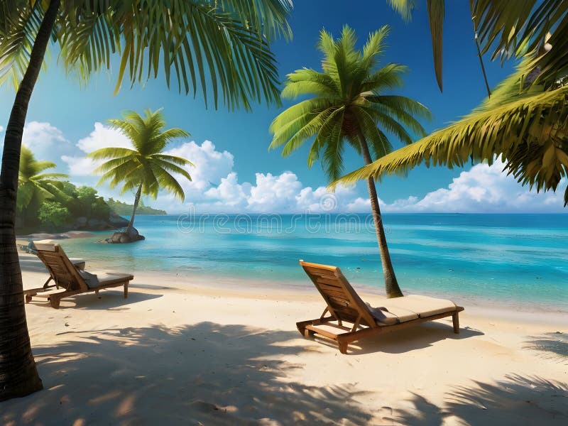 Beautiful view on the tropical beach vector illustration