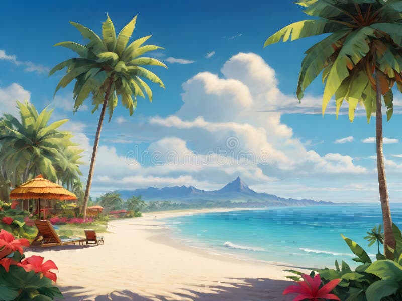 Beautiful view on the tropical beach royalty free illustration