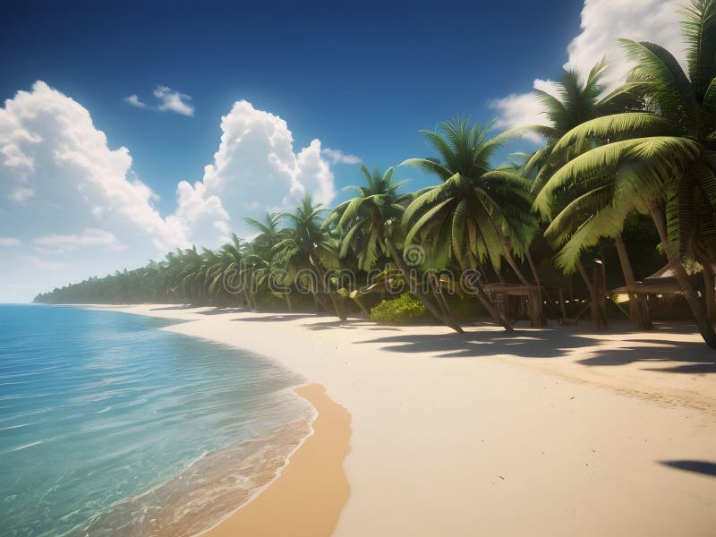 Beautiful view on the tropical beach vector illustration
