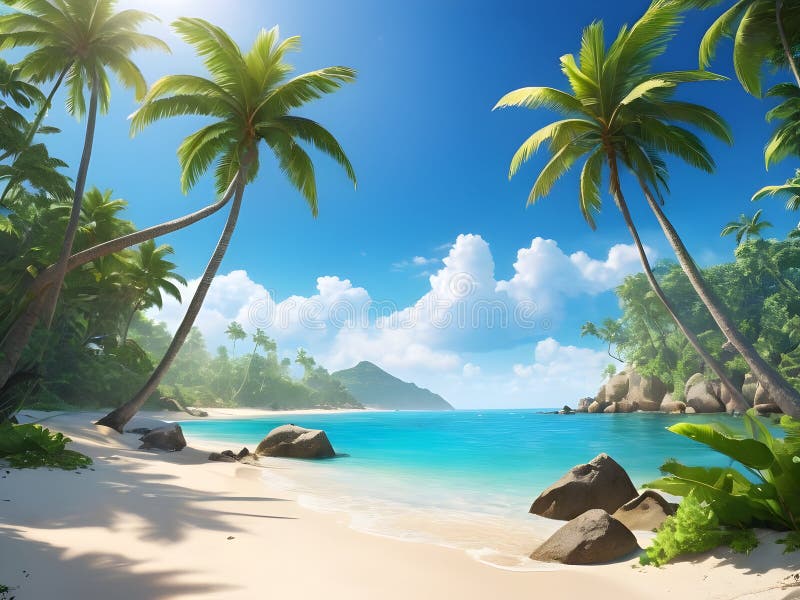 Beautiful view on the tropical beach stock illustration