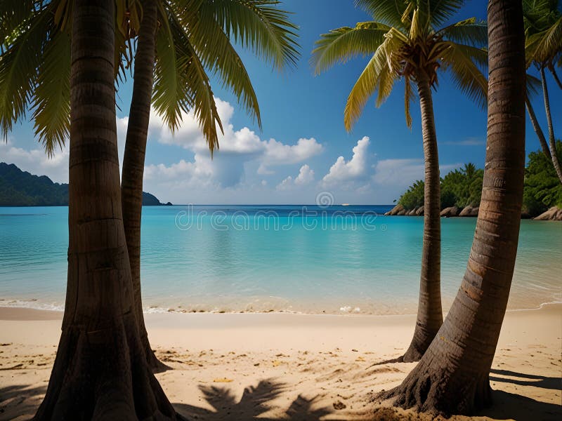 Beautiful view on the tropical beach vector illustration