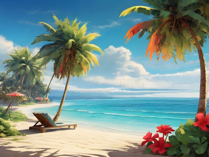 Beautiful view on the tropical beach stock illustration