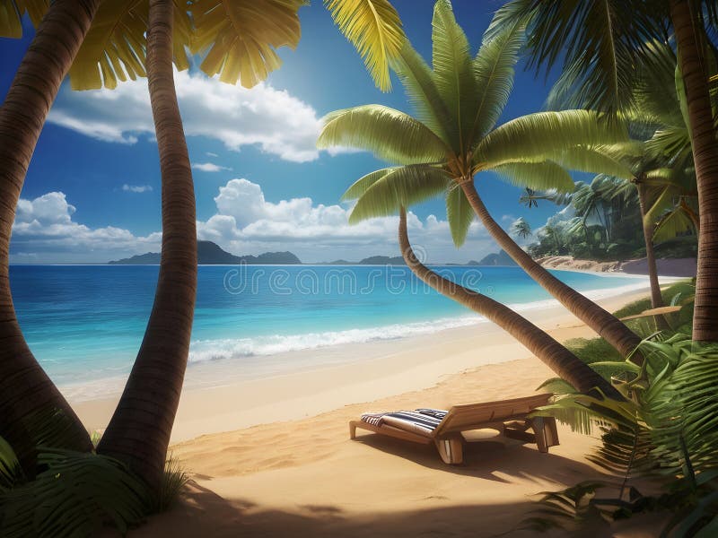 Beautiful view on the tropical beach vector illustration
