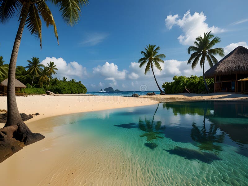 Beautiful view on the tropical beach stock illustration