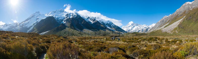 Beautiful view during walk to glacier in Mount Cook, South Island, New Zealand