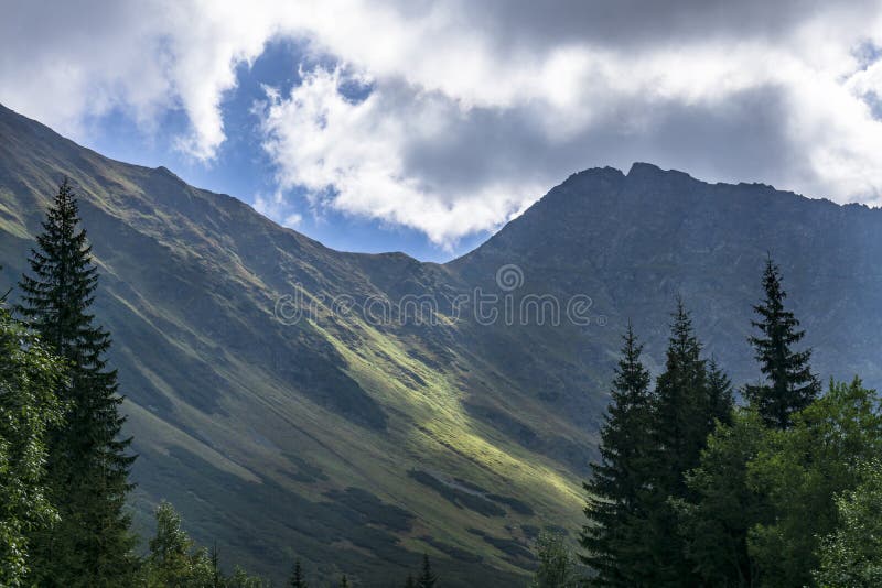 A beautiful view of the Western Tatra Mountains. Rohacska dolina. Slovakia