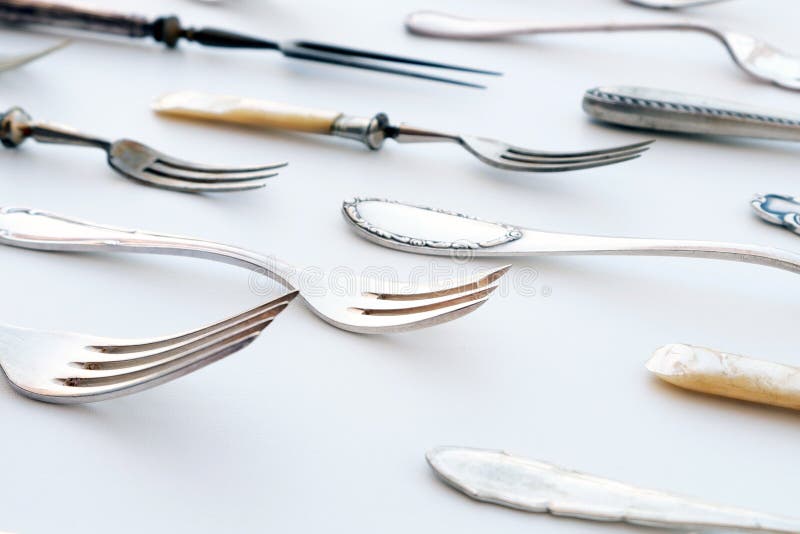 Beautiful Sterling Cutlery Set on White Background Stock Photo Image of dinner, retro 63543696