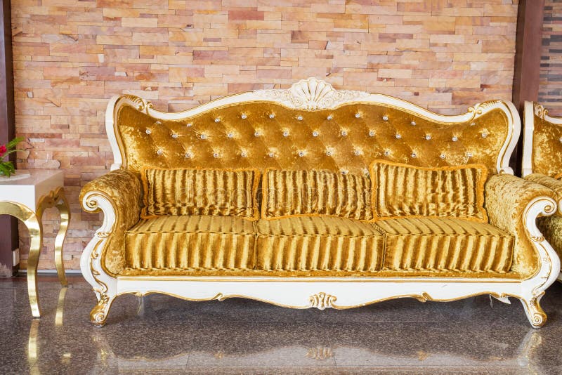 Beautiful Vintage Sofa Next To Wall Stock Image Image of carved